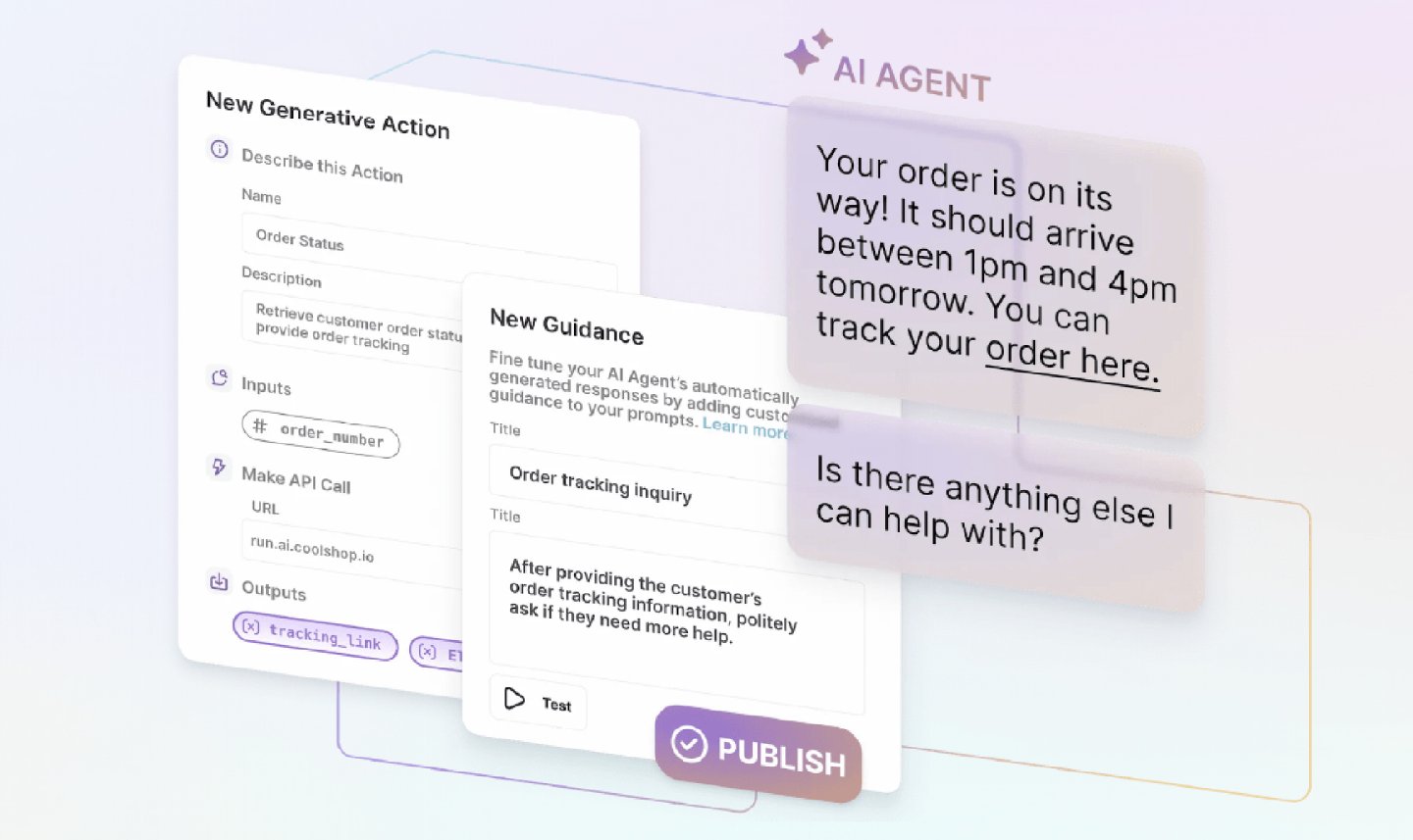 An infographic showing a chatbot providing real-time updates and order tracking