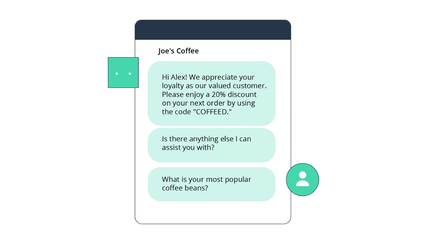 A chatbot offering a personalized marketing promotion.