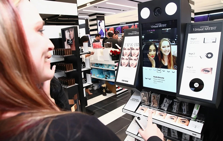 Digital screens in Sephora stores