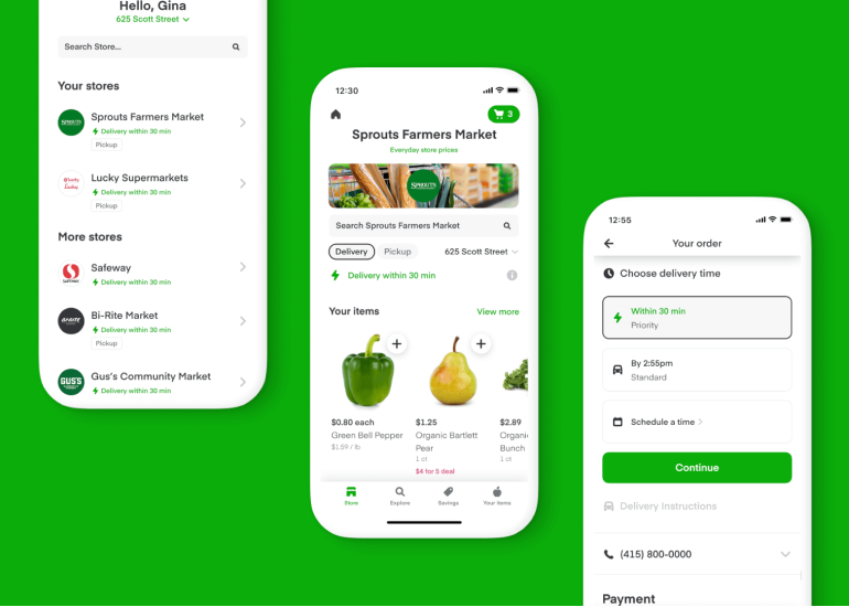A graphic showing Instacart's user interface.
