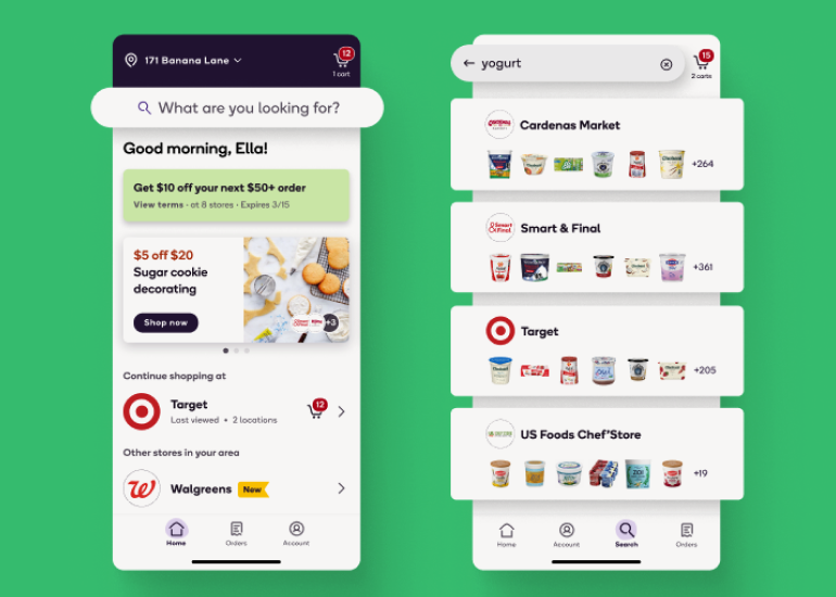 An image showing the retail stores available through the Shipt app.