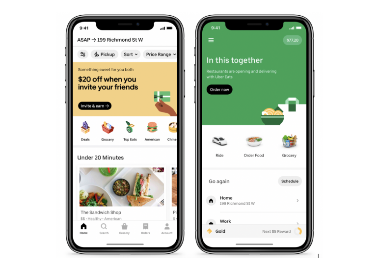 The Uber Eats app